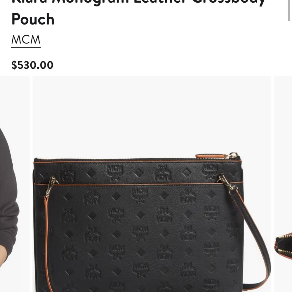 MCM Klara Black Monogram Leather Crossbody Pouch - EUC